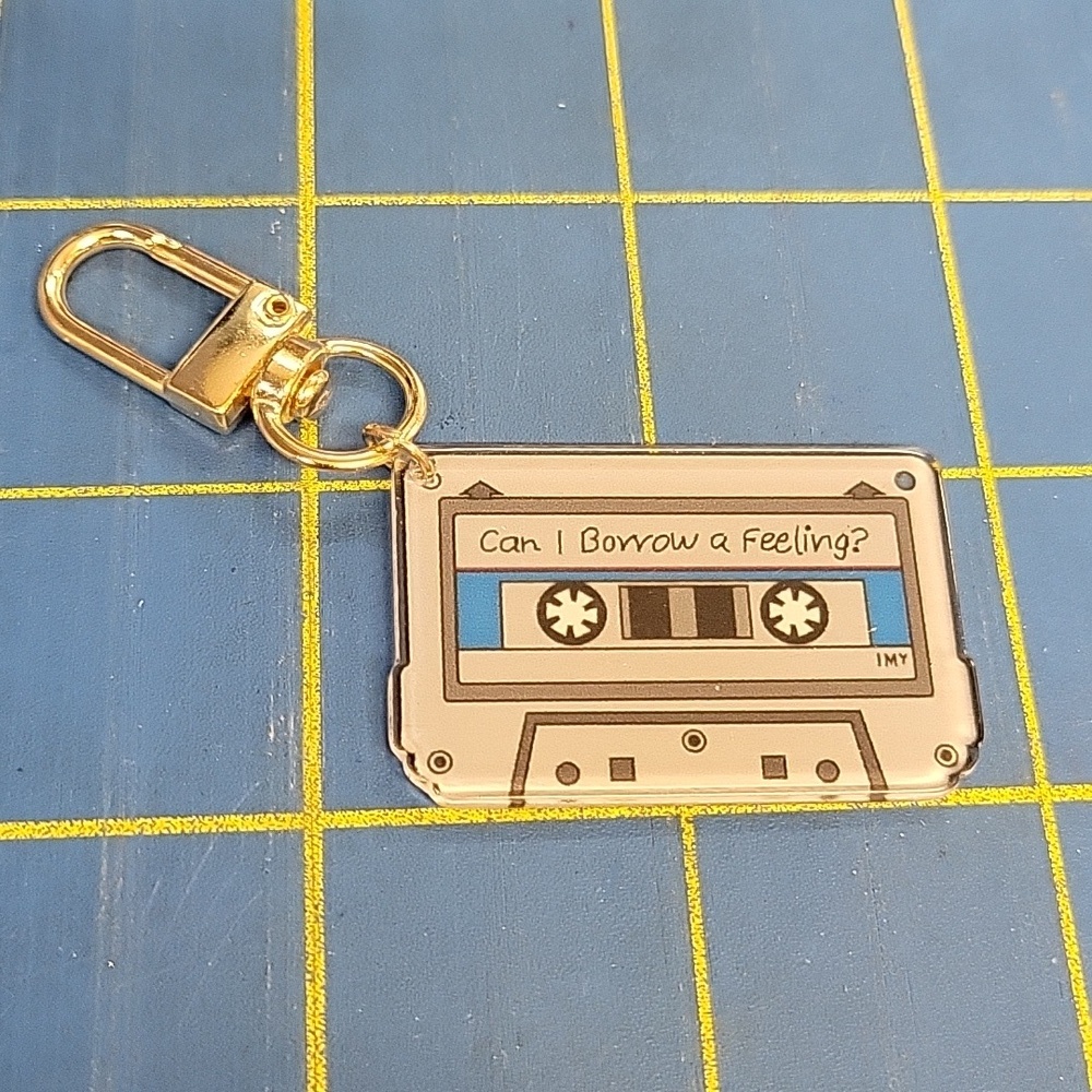 Retro Cassette Keychain - Black and Multicolor New